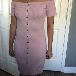 pink off the shoulder dress